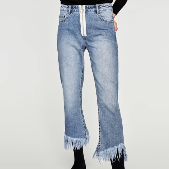 Zara Denim - NWT Zara Frayed Denim Zipper Jeans
